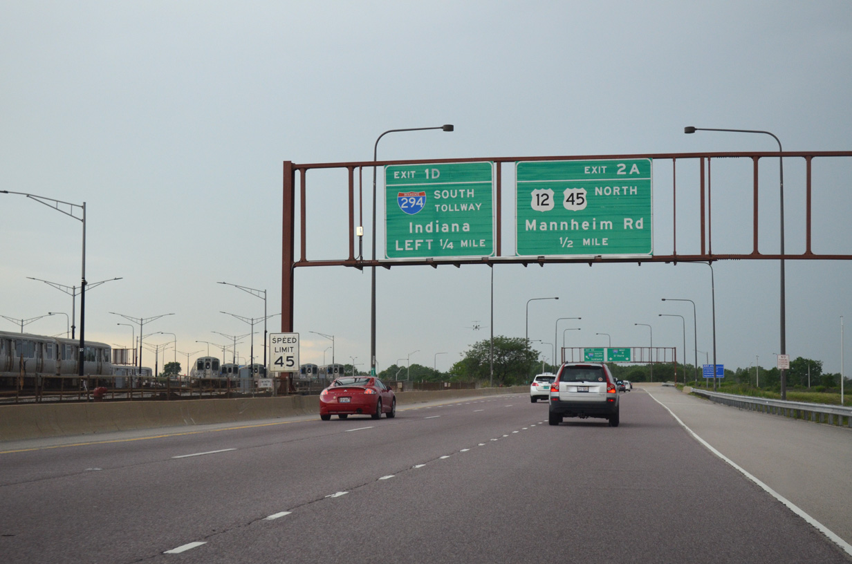 I-190 west at US 12/45 - Rosemont, IL
