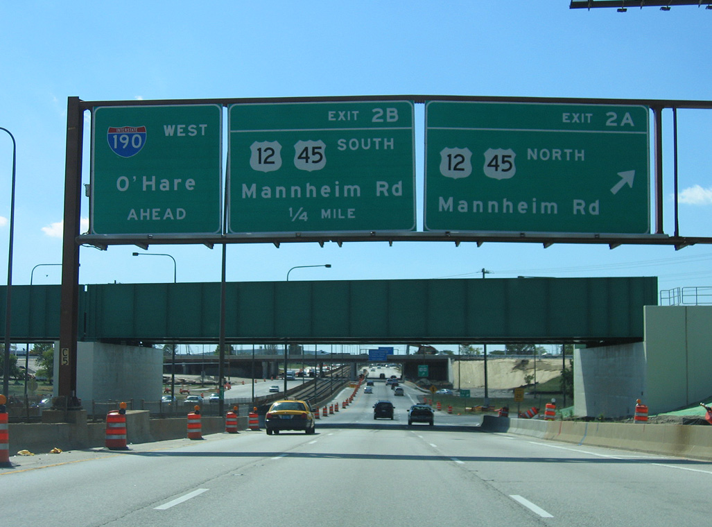 I-190 west at US 12/45 in 2005
