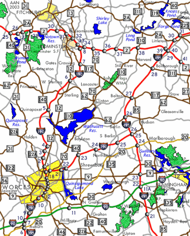 I-190/290 Massachusetts Map