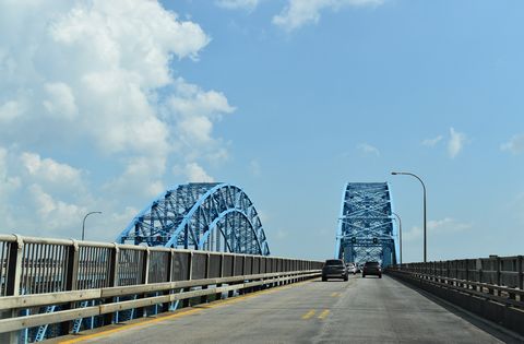 I-190 south across the South Grand Island Bridge to Tonawanda, NY.