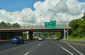 I-290 West at Interstate 190 in Worcester, Massachusetts