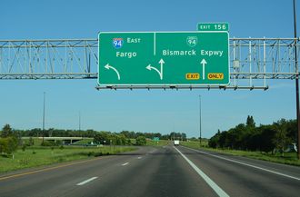 I-94 east at Interstate 194 in Mandan, North Dakota