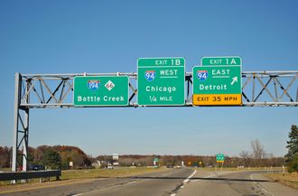 Interstate 194 North leading into Battle Creek, Michigan