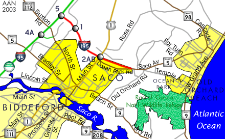 I-195 Saco, Maine Map