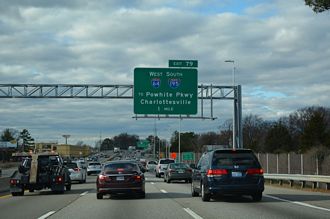 I-64 splits with I-95 north in one mile at I-195 south in Richmond, VA>
