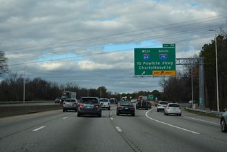 Exit 79 leaves I-95 north for I-64 west / I-195 south in Richmond, VA.