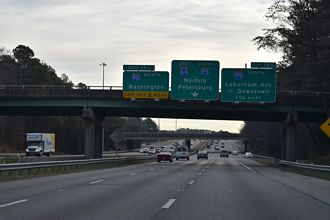 I-64 east at I-95/195 - Dumbarton, VA