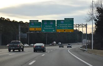 I-64 east at I-95/195 - Dumbarton, VA