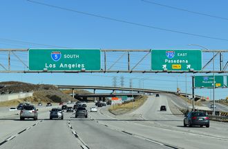 I-5 South at Interstate 210 in Los Angeles, California at Sylmar