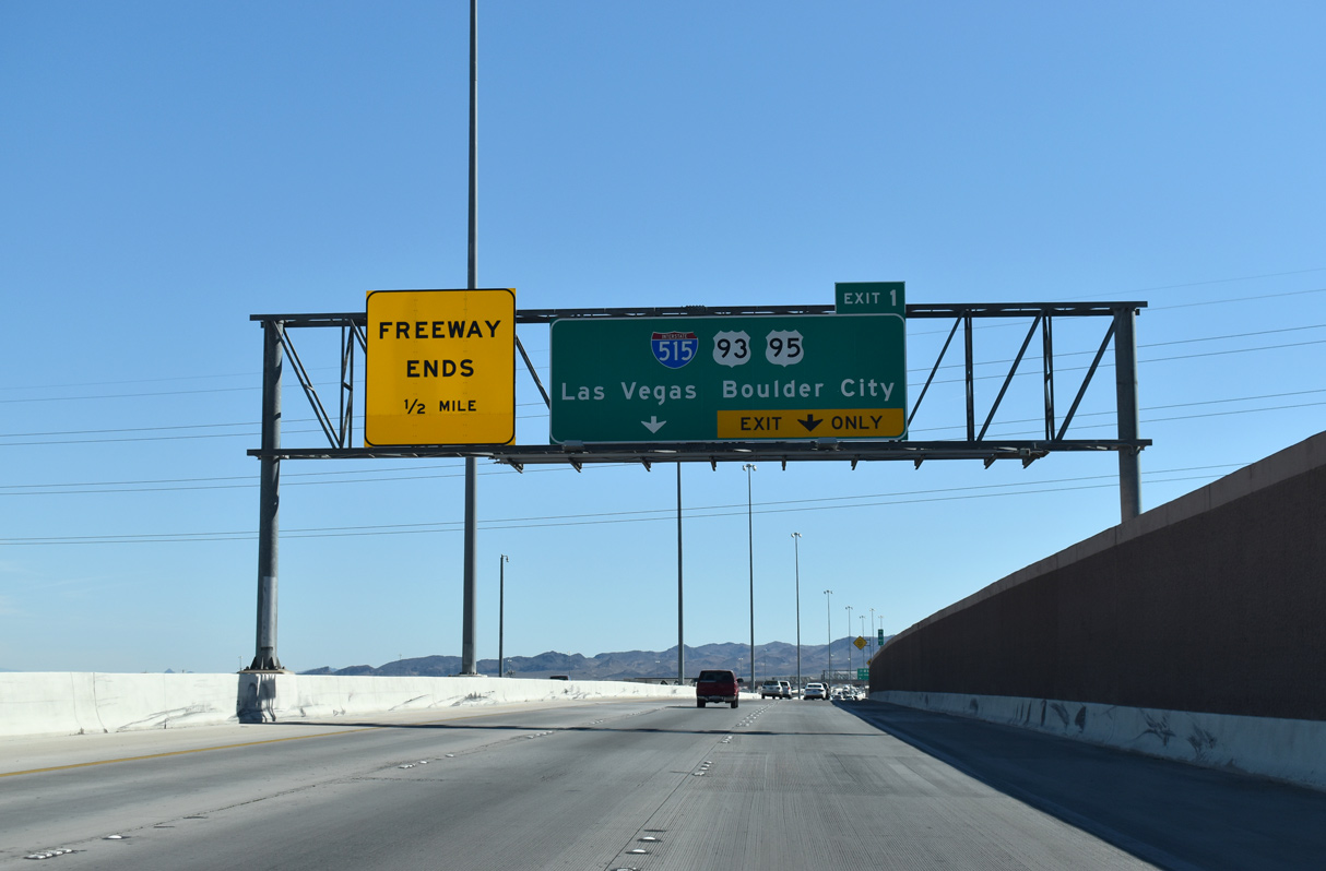 I-215 east at Gibson Road, a half mile ahead of Interstate 515 in Henderson, NV