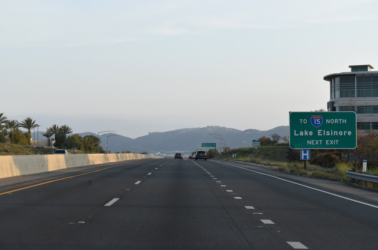 I-215 south at Murietta Hot Springs Rd to I-15 north in Murietta, CA.