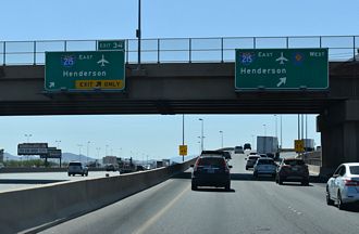 I-15 south at I-215 east to Henderson and CC-215 west to Enterprise, NV.
