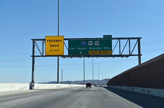 I-215 east at Gibson Road, a half mile ahead of Interstate 515 in Henderson, NV
