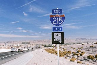 The temporary end of I-215 at Gibson Road in Henderson, NV