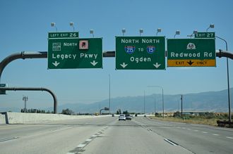 I-215 turns east at Legacy Pkwy to SR 68 and I-15 in North Salt Lake, UT.