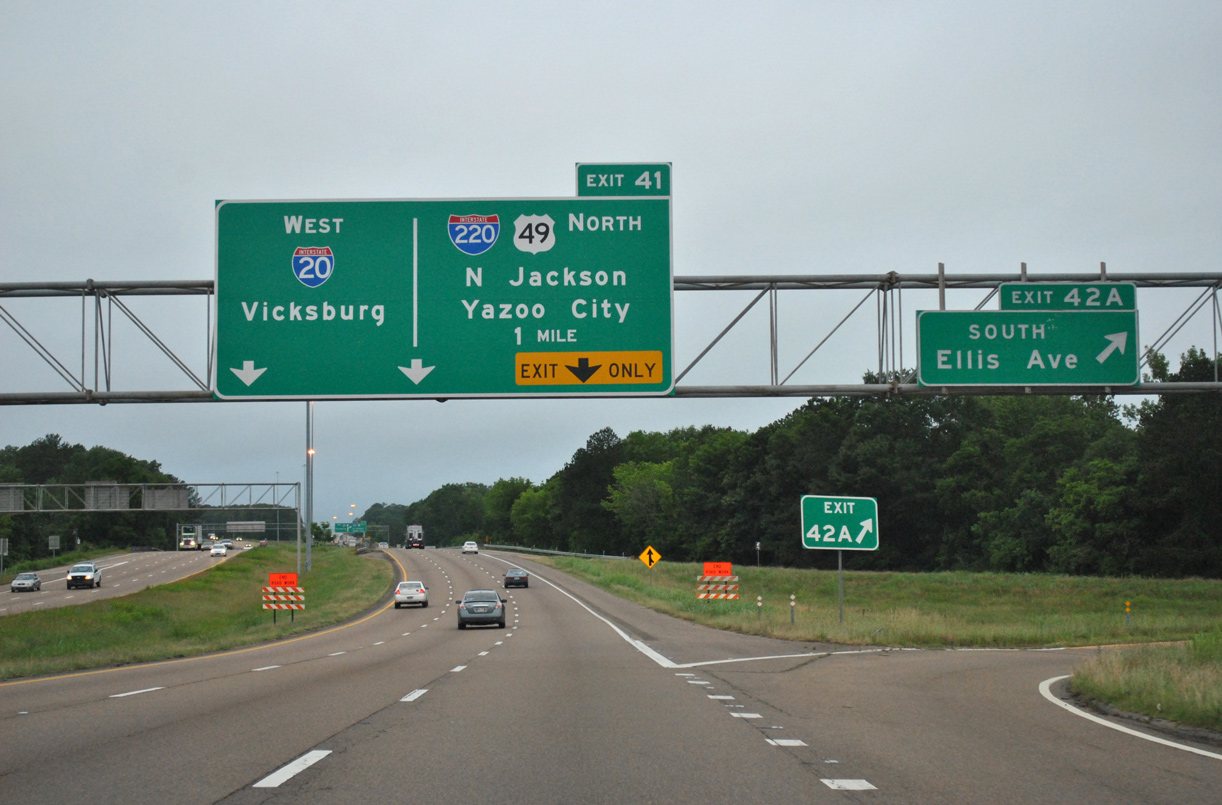 I-20/US 49 west at I-220 - Jackson, MS