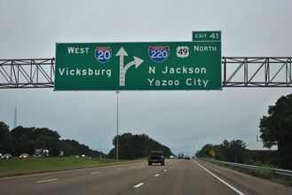 I-20 West at Interstate 220 in Jackson, Mississippi