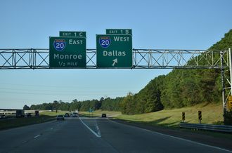 I-220/49 west at I-20/LA 3132 - Shreveport