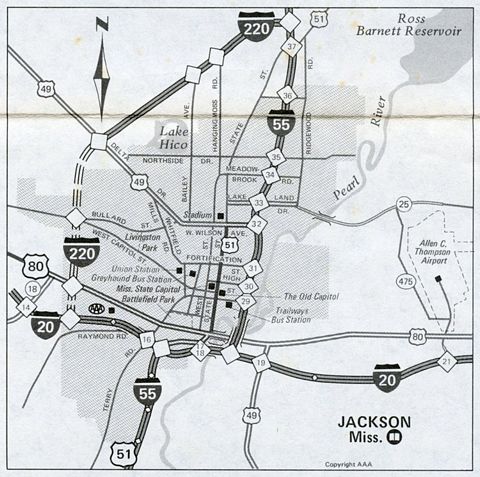 1979 Road Map of Jackson, MS