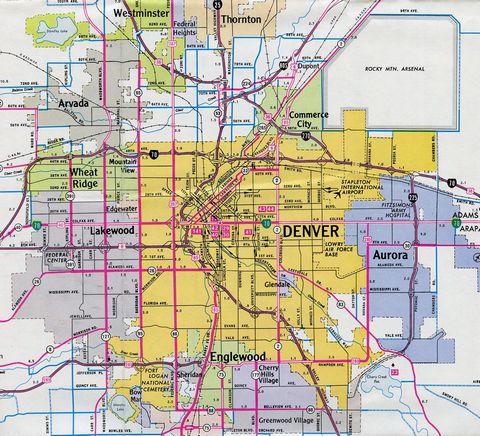 Denver – 1972 Colorado Official Highway Map