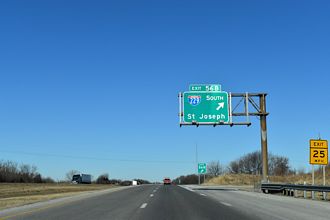 I-29 North at I-229/U.S. 59 by Amazonia, Missouri