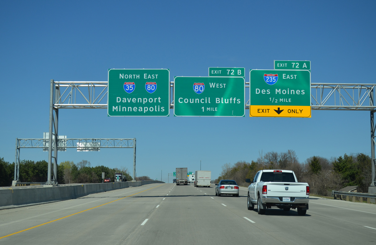 I-35 North a half mile from I-235 in West Des Moines, Iowa