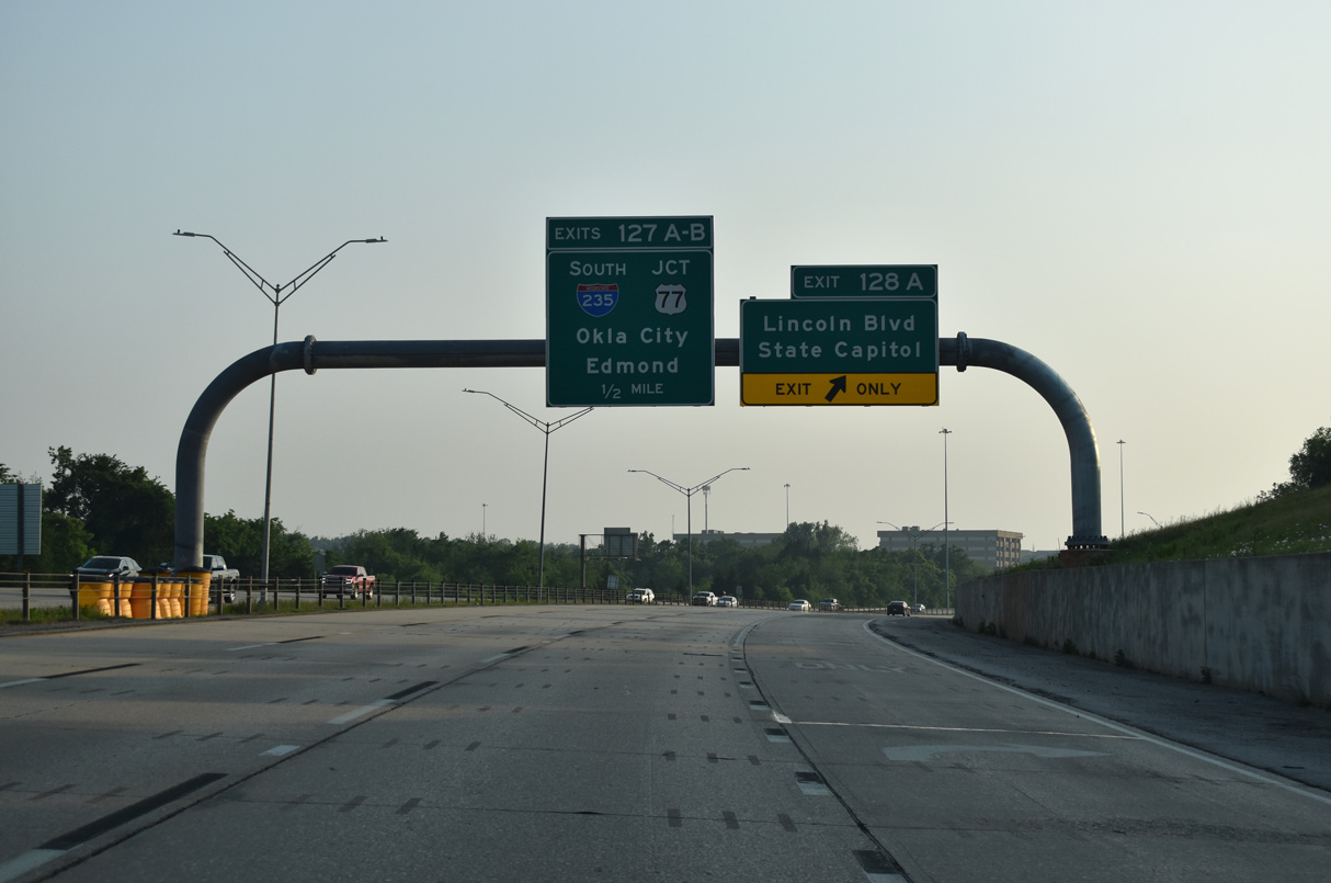 I-44/SH 66 west at I-235/US 77 - Oklahoma City, OK