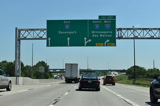 I-35/80 east at the Northeast Mixmaster Interchange with I-235