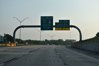 I-44/SH 66 west at I-235/US 77 - Oklahoma City, OK