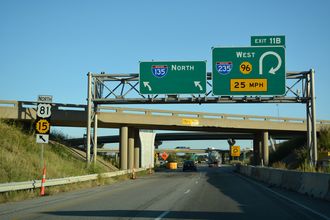 I-135/US 81/K-15 north at I-235/K-96/254 in 2021