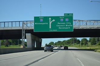 Interstate 235 East at I-35/80 in Des Moines, Iowa