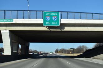 I-235 west at I-35/80 - West Des Moines, IA