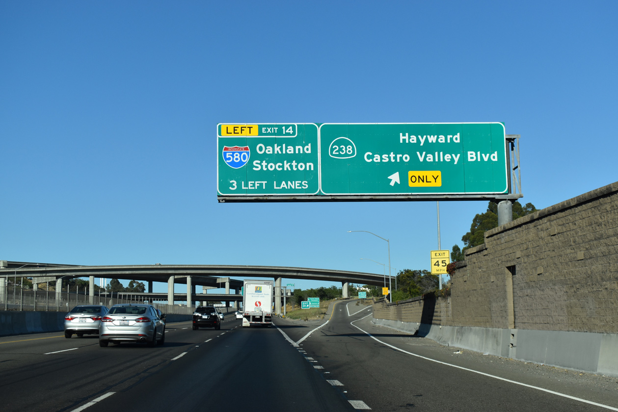 I-238 south at SR 238 / Foothill Blvd