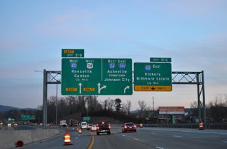 I-26/US 74 west a quarter mile from I-40/240 in Asheville, North Carolina.