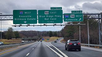 I-40 West at Interstate 240 ahead of Asheville, North Carolina
