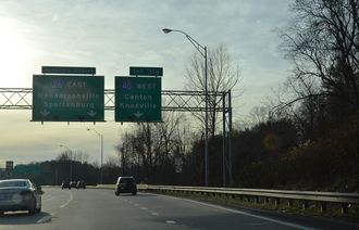 I-240/26 west at I-40-US 74 - Asheville, NC