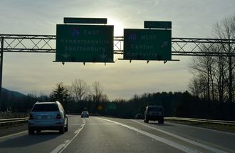 I-240/26 west at I-40-US 74 - Asheville, NC