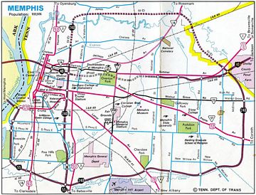 Memphis Inset – 1976 Tennessee Official Highway Map