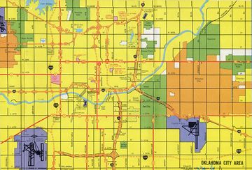 I-240 and I-440 encircling Oklahoma City – 1971 Official Oklahoma Highway Map.