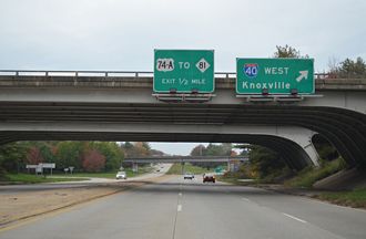 US 74A west at I-40/240 - Asheville, NC