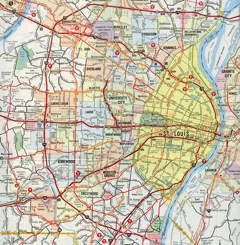 1974 map of St. Louis, Missouri