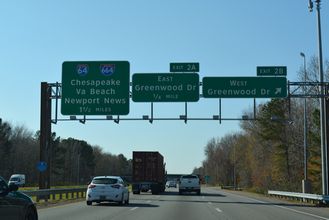 I-264 west at I-64/664 - Bowers Hill, VA