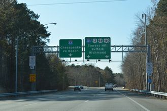 I-264 west at I-64/664 - Bowers Hill, VA
