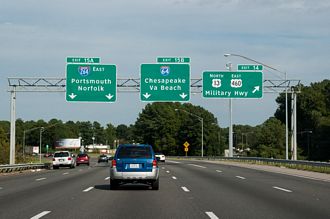 I-664 South at Interstate 264 East in Chesapeake, Virginia