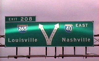 Diagrammatic sign for I-265 north on I-40 east in 1995