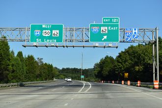 I-64/US 150 west at I-265 - New Albany, IN