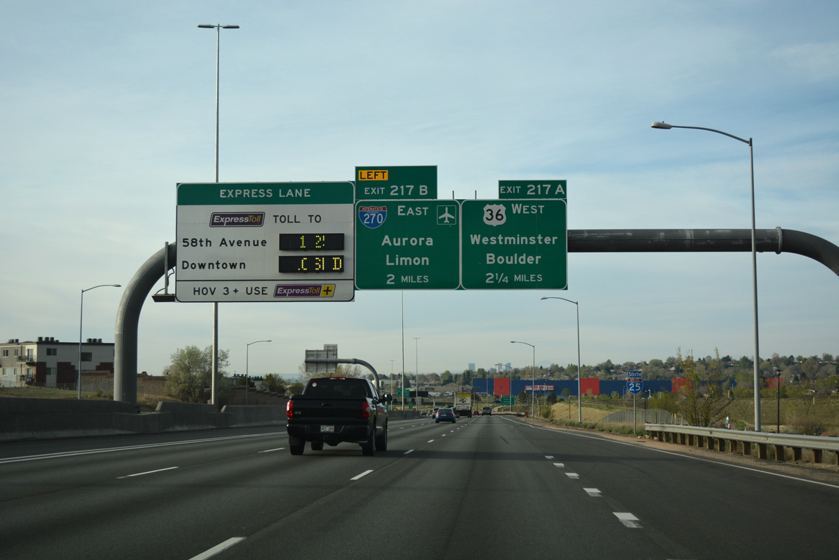 I-25 south at I-270/US 36 - Thornton, CO