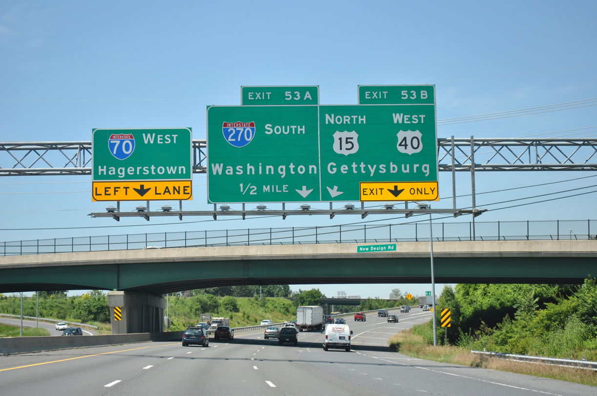 I-70/US 40 west at I-270/US 15 - Frederick, MD