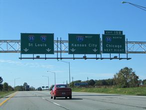 I-70 west at I-55/270 - Troy, IL