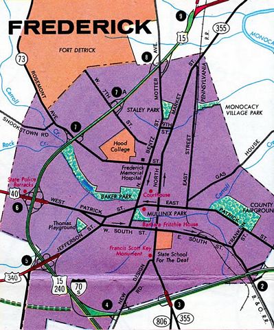 Frederick inset – 1967 Maryland Official Highway Map